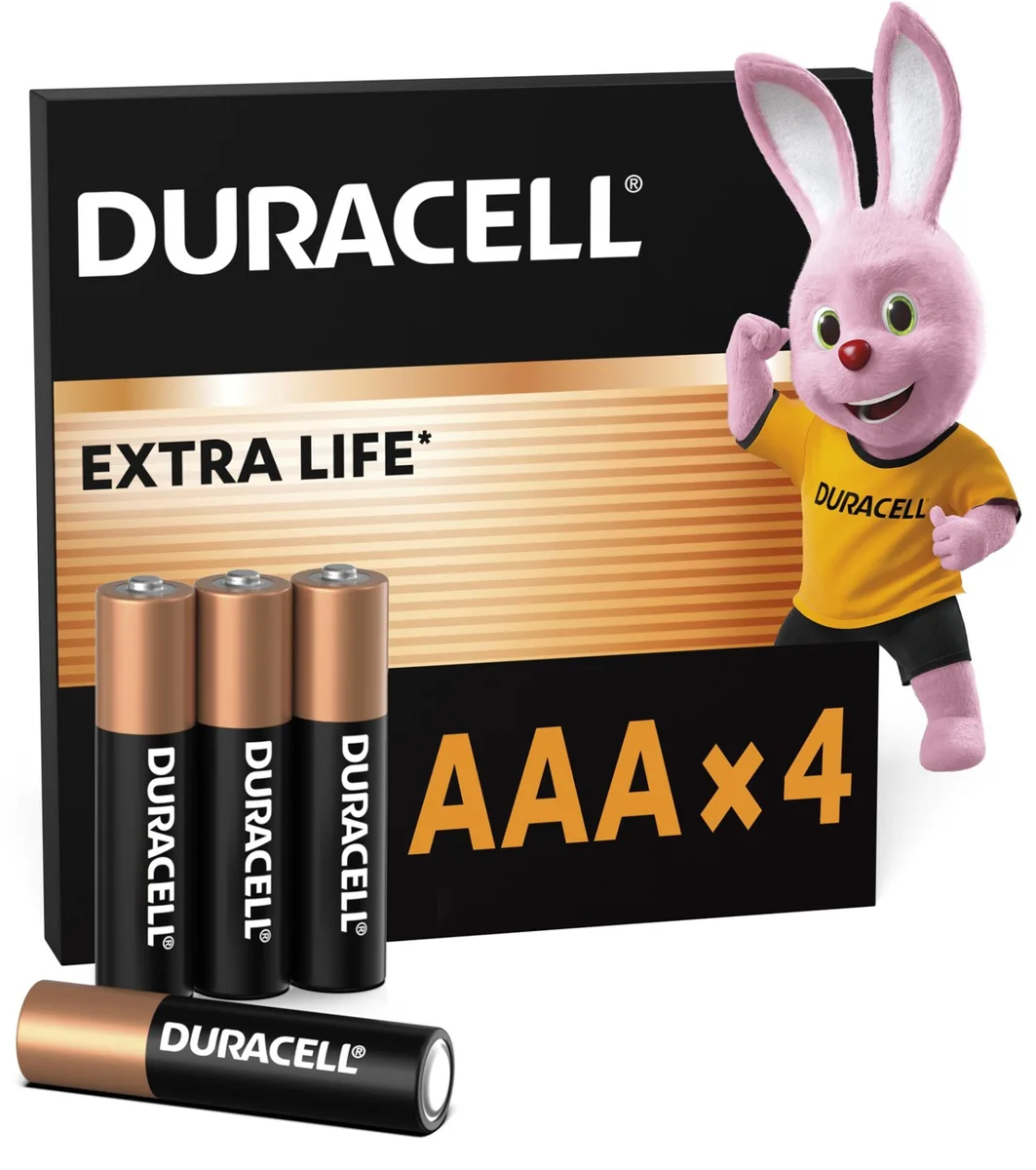 Лужні батарейки Duracell AAA 4 шт 1,5 В
