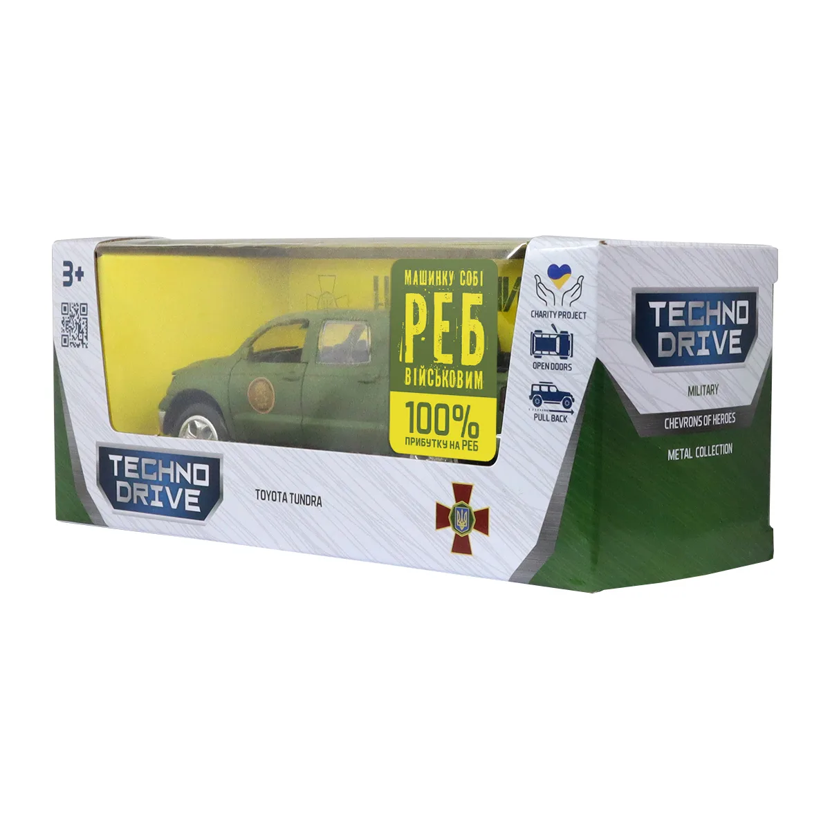 Автомодель TechnoDrive метал 12,2х4,5х5 см Шеврони Героїв