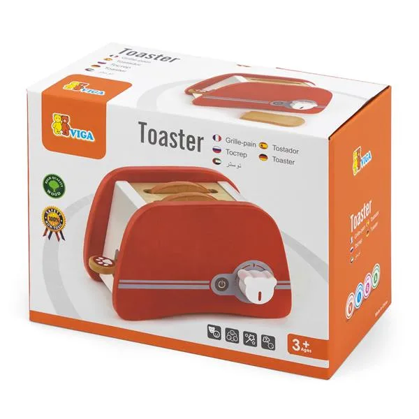 Игрушечный тостер Viga Toys дерево 21х16х12 см красный