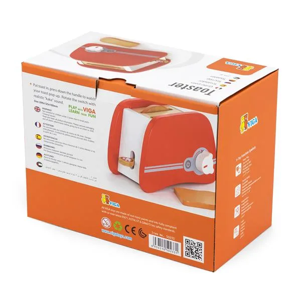 Игрушечный тостер Viga Toys дерево 21х16х12 см красный