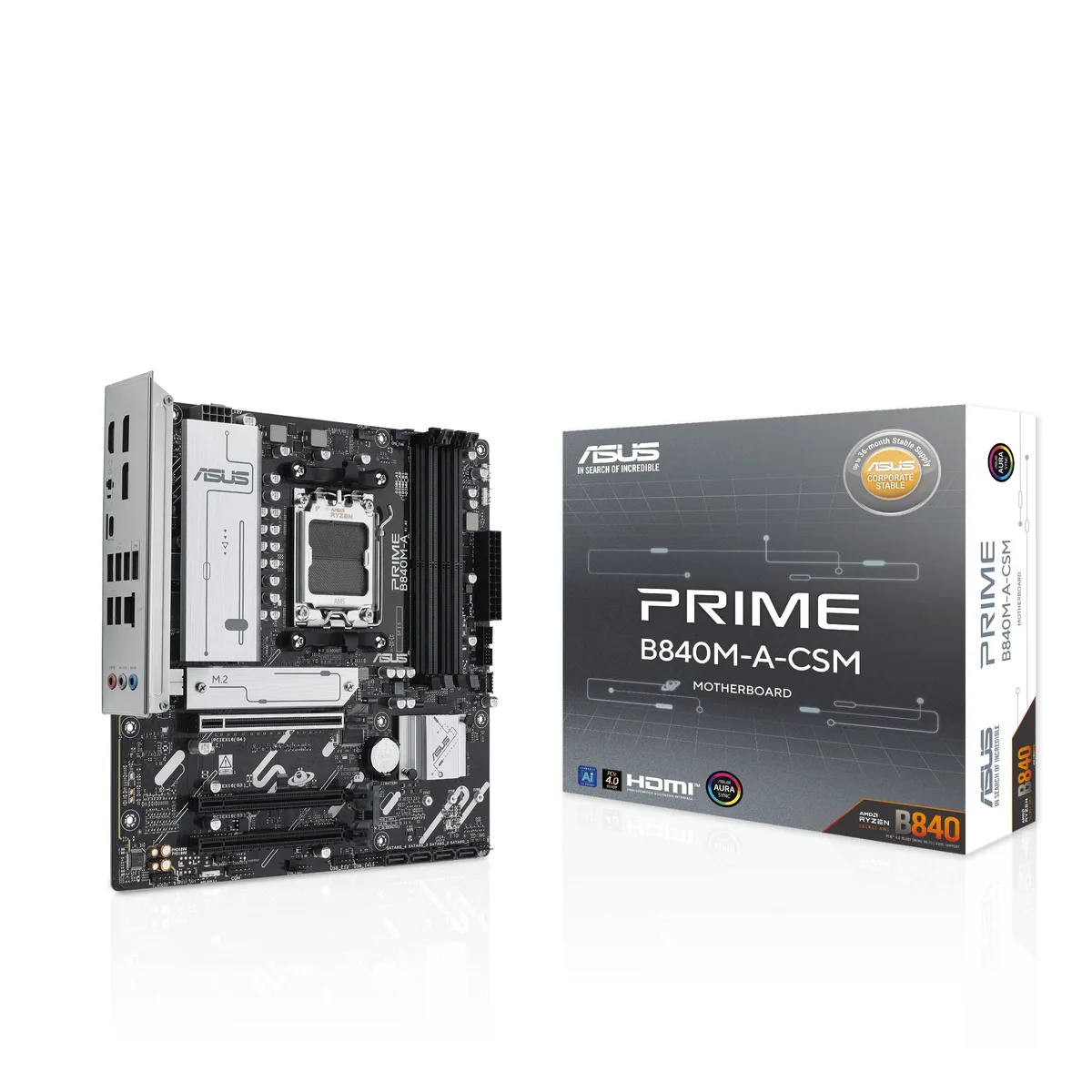 Материнcька плата ASUS PRIME B840M-A-CSM sAM5 B840 4xDDR5 M.2 HDMI DP mATX CSM