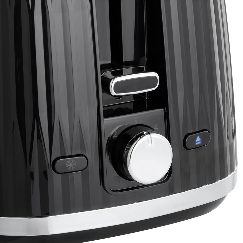 Тостер Russell Hobbs Eden 800Вт, пластиковий, з функціями підігріву та розморожування, чорного кольору.
