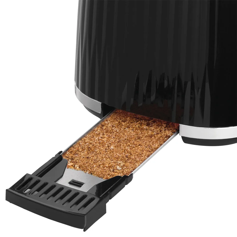 Тостер Russell Hobbs Eden 800Вт, пластиковий, з функціями підігріву та розморожування, чорного кольору.