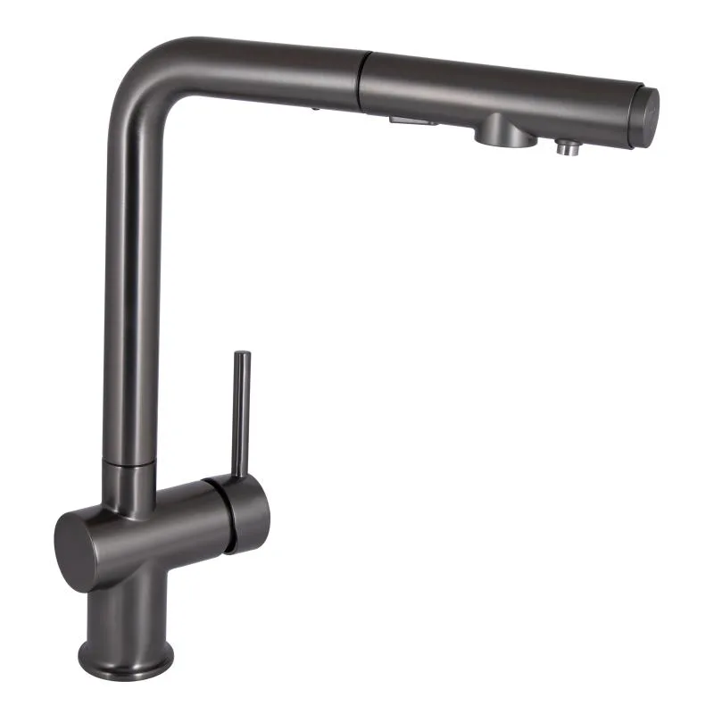 Змішувач кухонний Qtap Rozcesti 367 висувний вилив латунь 35 мм Gunmetal Black