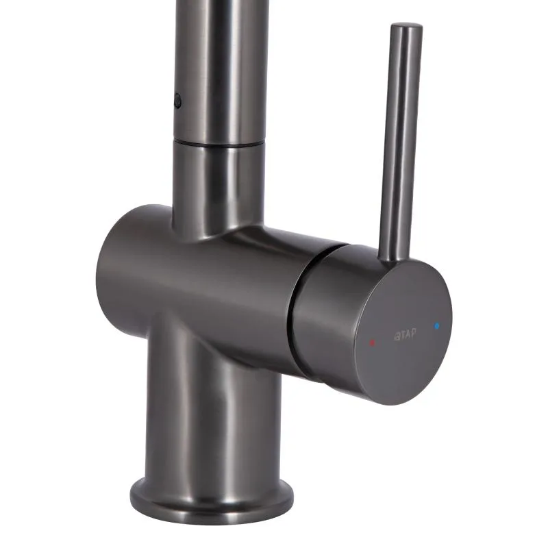 Змішувач кухонний Qtap Rozcesti 367 висувний вилив латунь 35 мм Gunmetal Black