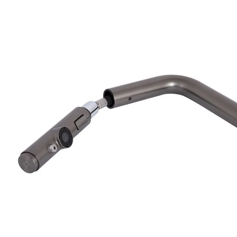 Змішувач кухонний Qtap Rozcesti 367 висувний вилив латунь 35 мм Gunmetal Black