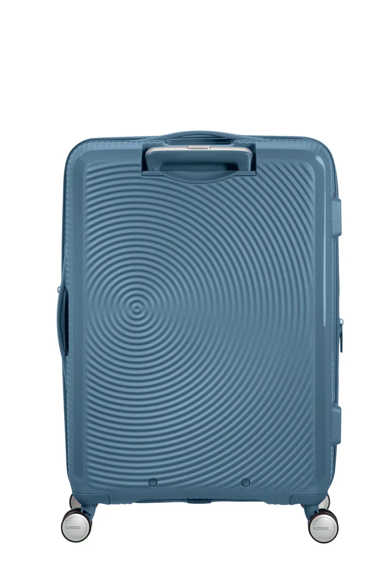 Вализа American Tourister, Soundbox, полипропилен, средняя, 67 см, 71.5/81 л, TSA, 4 колеса, EXP, серо-синяя.