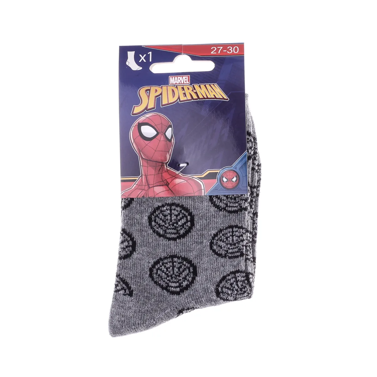 Шкарпетки SPIDER MAN 61% бавовна розмір 27-30 темно-сірий