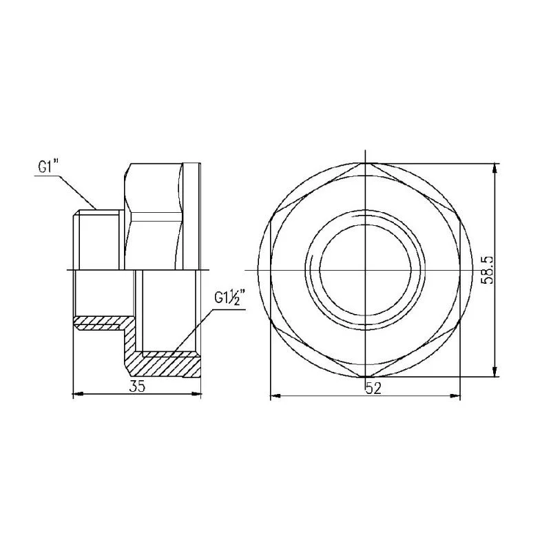 Перехідник Thermo Alliance Forte 1 1/2"x1" латунь нікельований