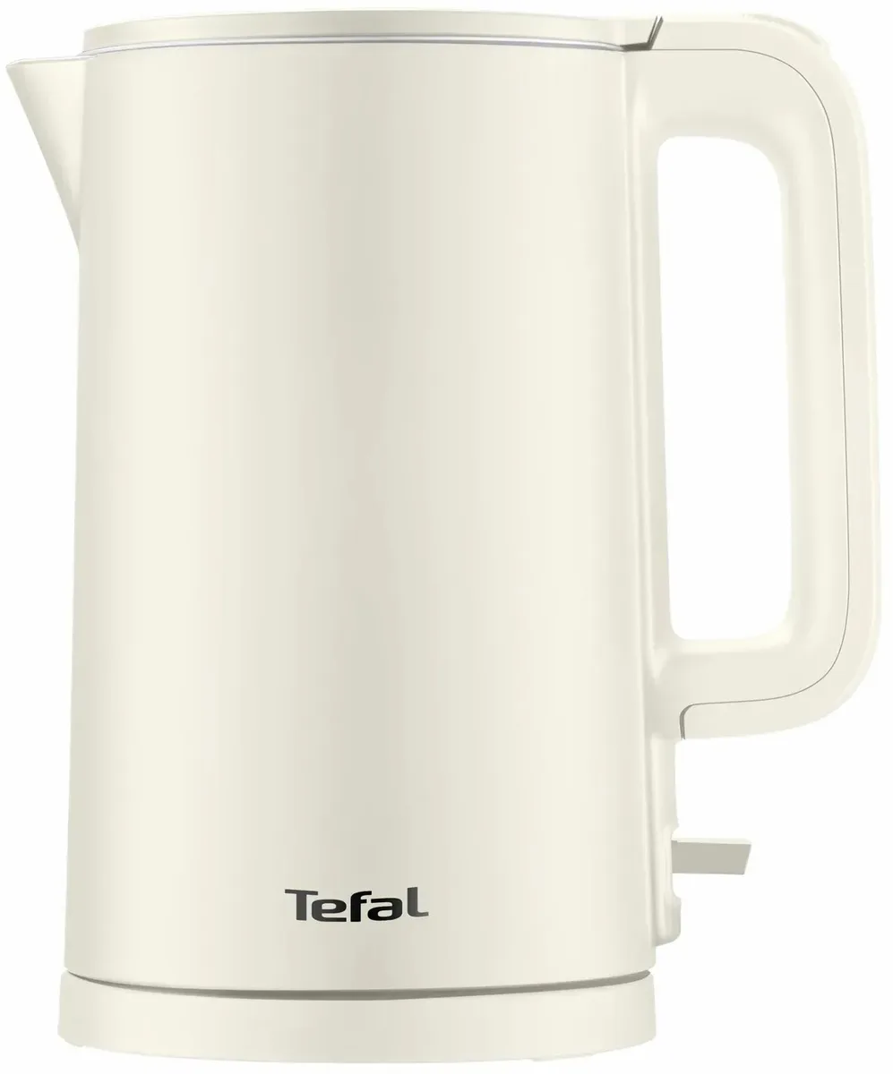 Електричний чайник Tefal Thermo Protect, 1.5 л, пластиковий корпус, нержавіюча сталь, світло-кремовий.