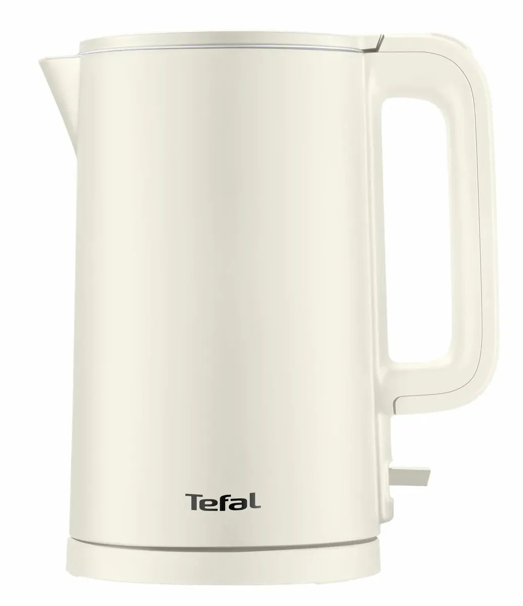 Електричний чайник Tefal Thermo Protect, 1.5 л, пластиковий корпус, нержавіюча сталь, світло-кремовий.