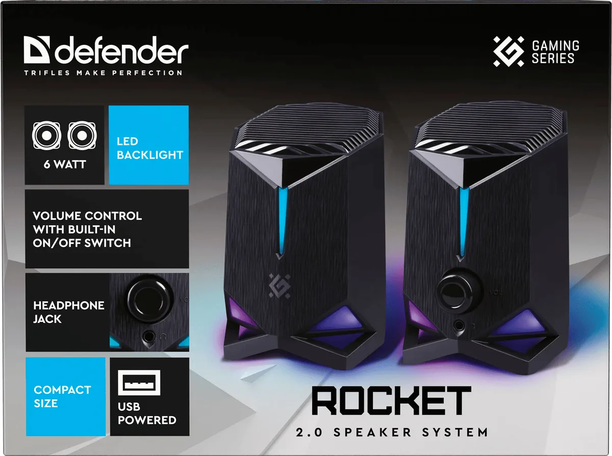 Акустика Defender 2.0 6Вт активна чорна для комп'ютера або ноутбука