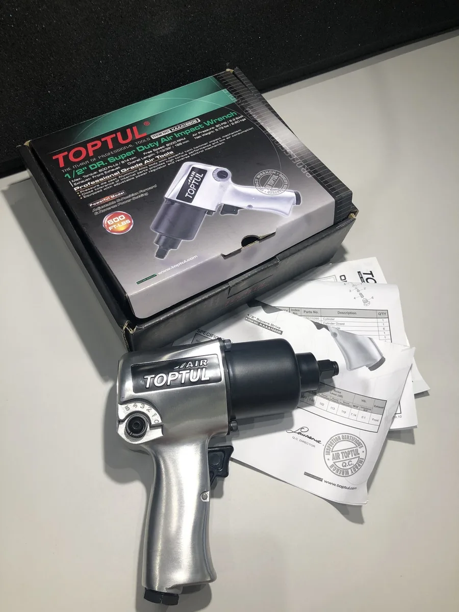 Гайковерт пневматичний Toptul KAAA1660B 1/2" 814 Нм метал 188x2,6 см чорний