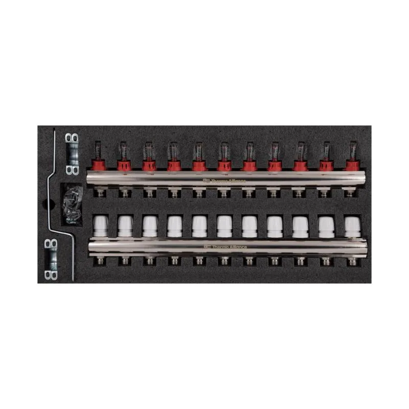Коллектор с расходомерами 11 выходов 1" латунь Thermo Alliance SD235W11