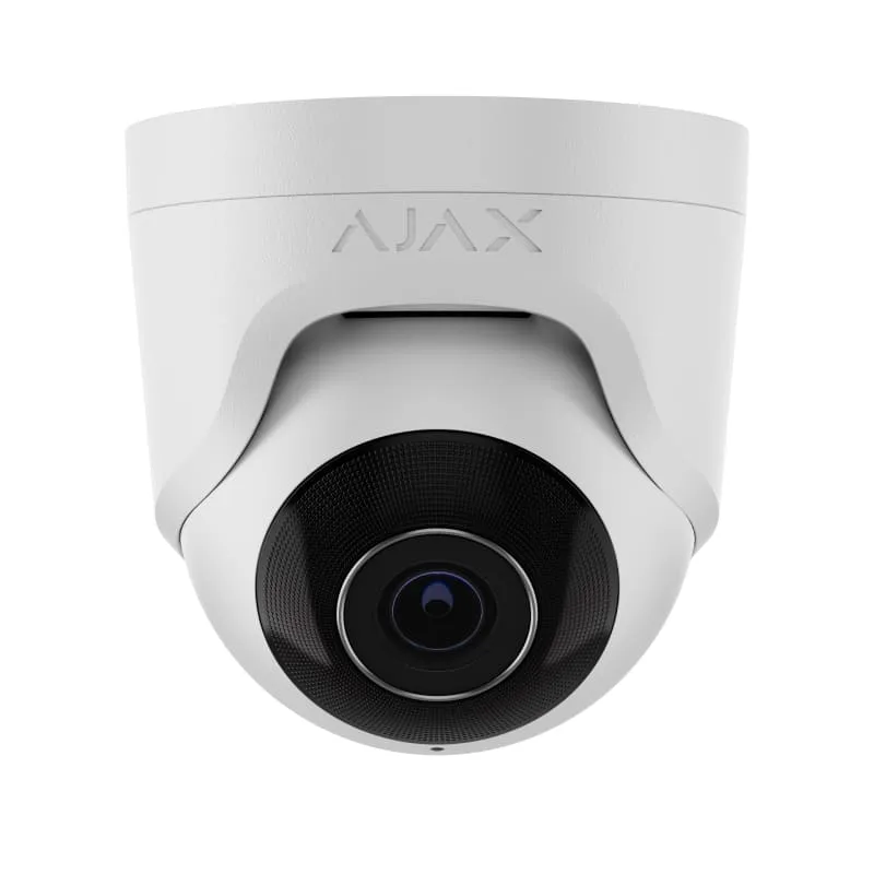 IP-Камера дротова Ajax TurretCam, 5мп, 2.8мм, Poe, True WDR, IP 65, ІЧ 35м, аудіо, кут огляду 100° до 110°, купольна, біла