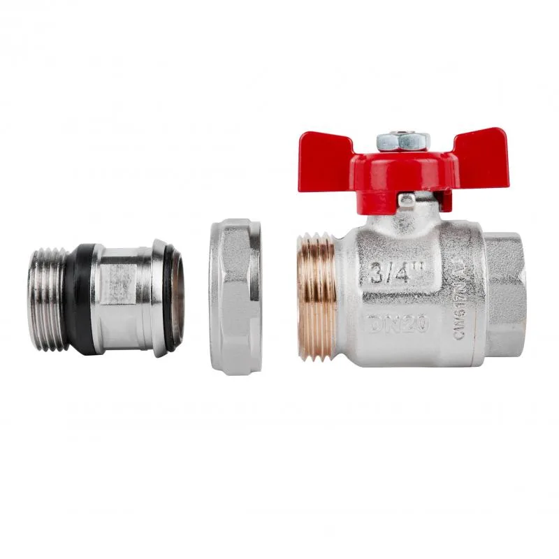Кран шаровой 3/4" с красной ручкой-бабочкой латунь CW617N антипротечка