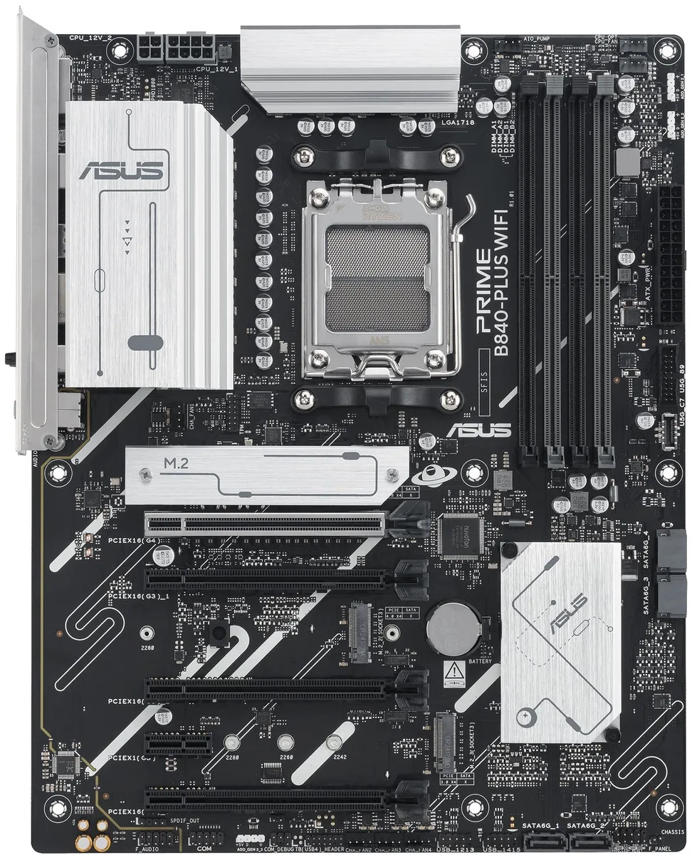 Материнcька плата ASUS PRIME B840-PLUS WIFI sAM5 B840 4xDDR5 M.2 HDMI DP Wi-Fi BT ATX