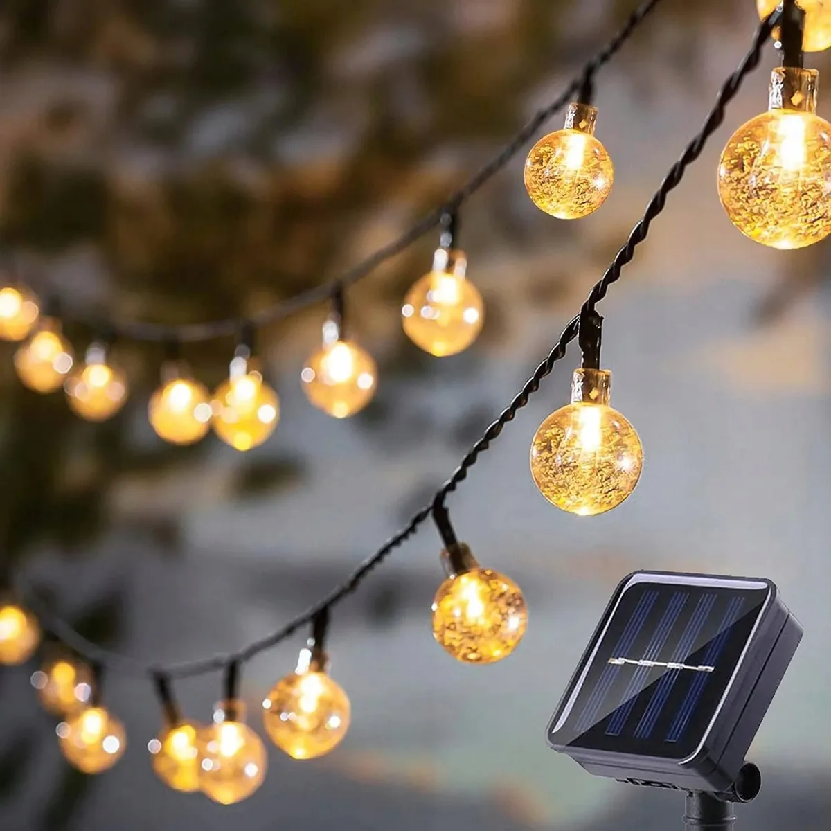 Сонячна гірлянда SuperLED пластикова 5,5 м тепле біле світло 30 LED-кульок IP65