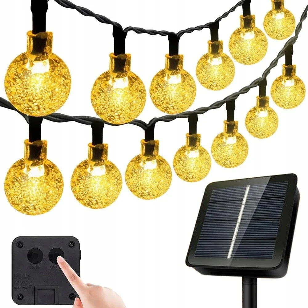Сонячна гірлянда SuperLED пластикова 5,5 м тепле біле світло 30 LED-кульок IP65