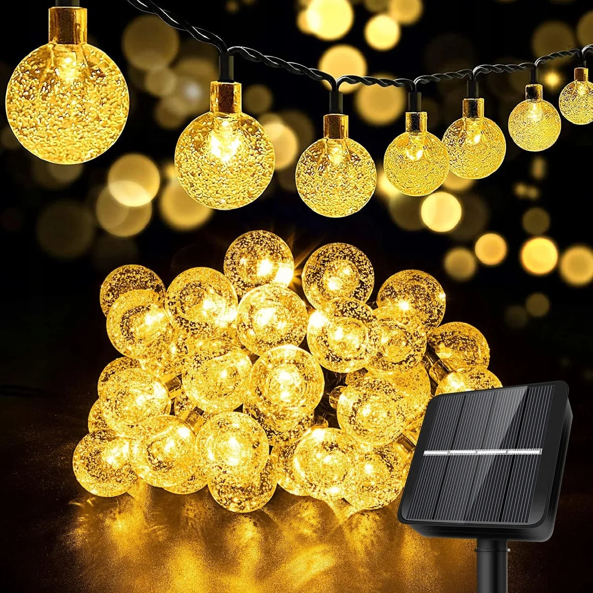 Сонячна гірлянда SuperLED пластикова 5,5 м тепле біле світло 30 LED-кульок IP65