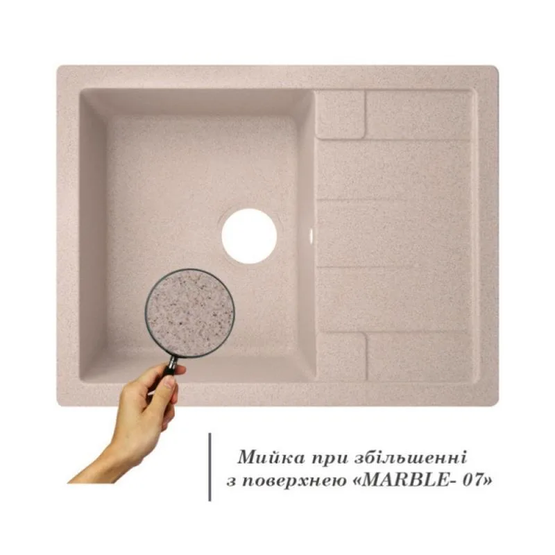 Кухонная мойка 650x500 мм искусственный камень песочный матовая