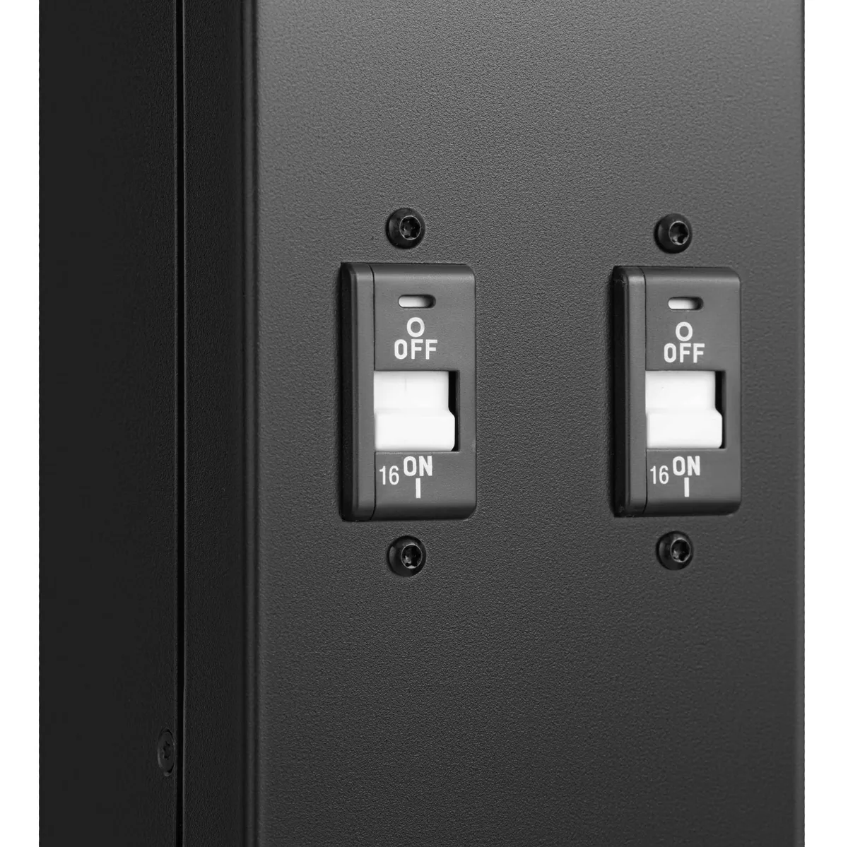 Устройство распределения электрического питания MIRSAN MXB, 2U, 16A, 1Ph, 16 гибридных розеток (C13-C19), черный.