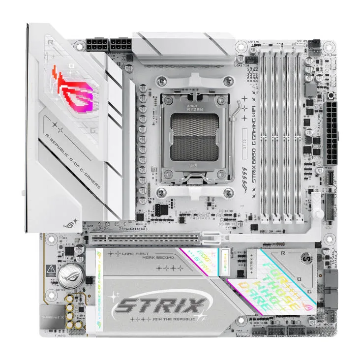 Материнская плата ASUS ROG STRIX B850-G GAMING WIFI sAM5 B850 4xDDR5 M.2 HDMI DP WiFi BT mATX белая