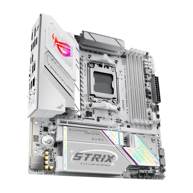 Материнская плата ASUS ROG STRIX B850-G GAMING WIFI sAM5 B850 4xDDR5 M.2 HDMI DP WiFi BT mATX белая