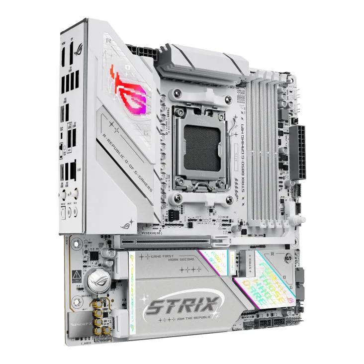 Материнская плата ASUS ROG STRIX B850-G GAMING WIFI sAM5 B850 4xDDR5 M.2 HDMI DP WiFi BT mATX белая