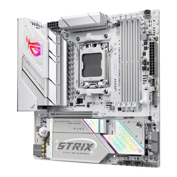 Материнская плата ASUS ROG STRIX B850-G GAMING WIFI sAM5 B850 4xDDR5 M.2 HDMI DP WiFi BT mATX белая