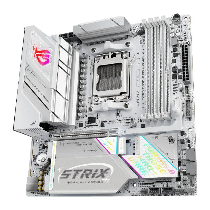 Материнская плата ASUS ROG STRIX B850-G GAMING WIFI sAM5 B850 4xDDR5 M.2 HDMI DP WiFi BT mATX белая