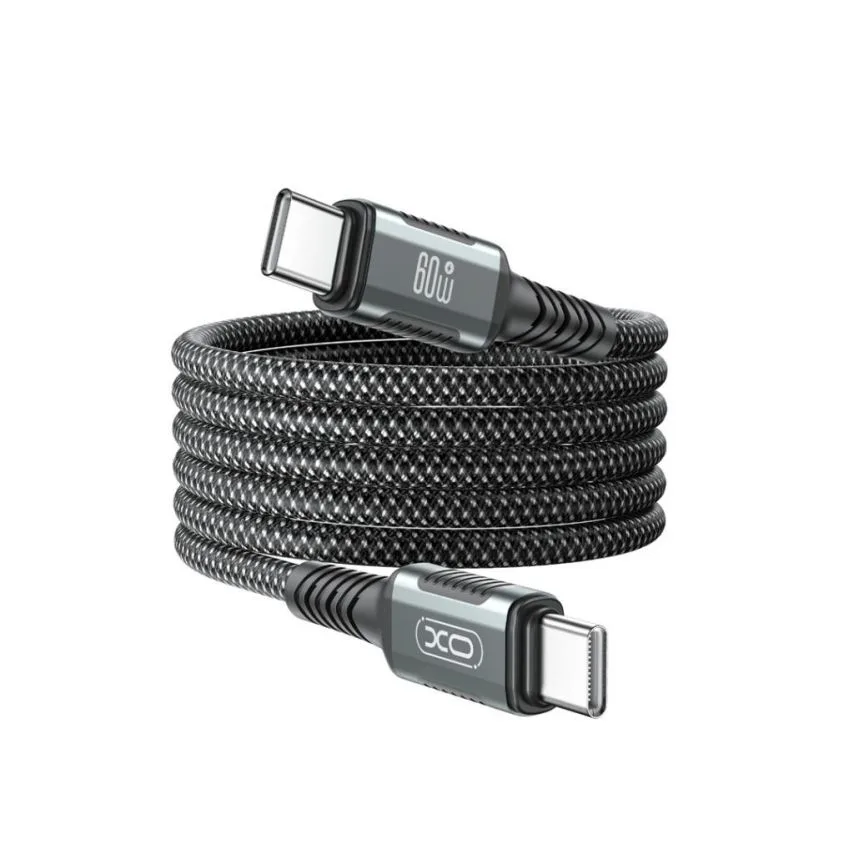 Кабель USB Type-C до Type-C XO плетений 1м 60W чорний
