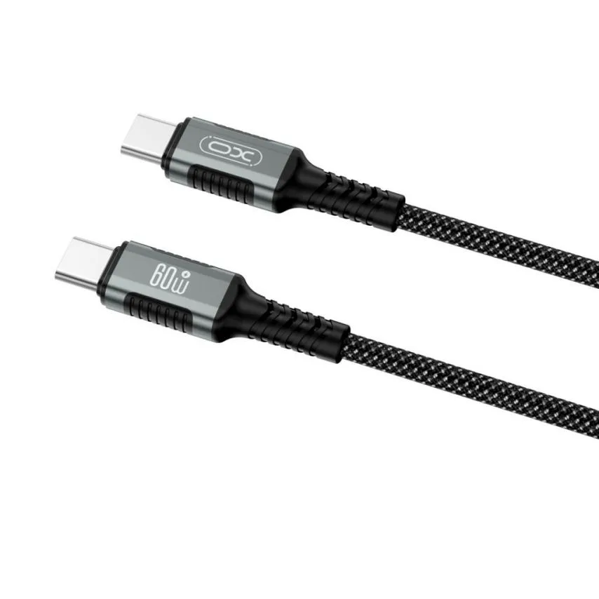 Кабель USB Type-C до Type-C XO плетений 1м 60W чорний