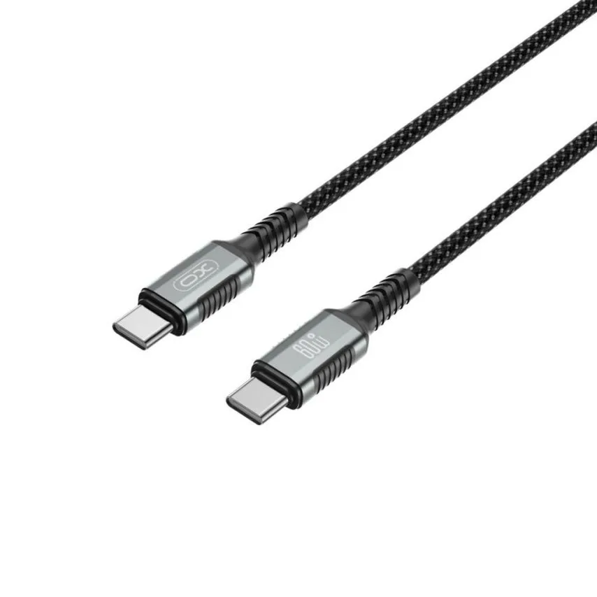 Кабель USB Type-C до Type-C XO плетений 1м 60W чорний
