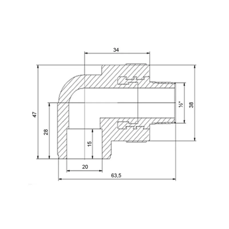 Кутик PPR 20х1/2" 90° Латунь Белый