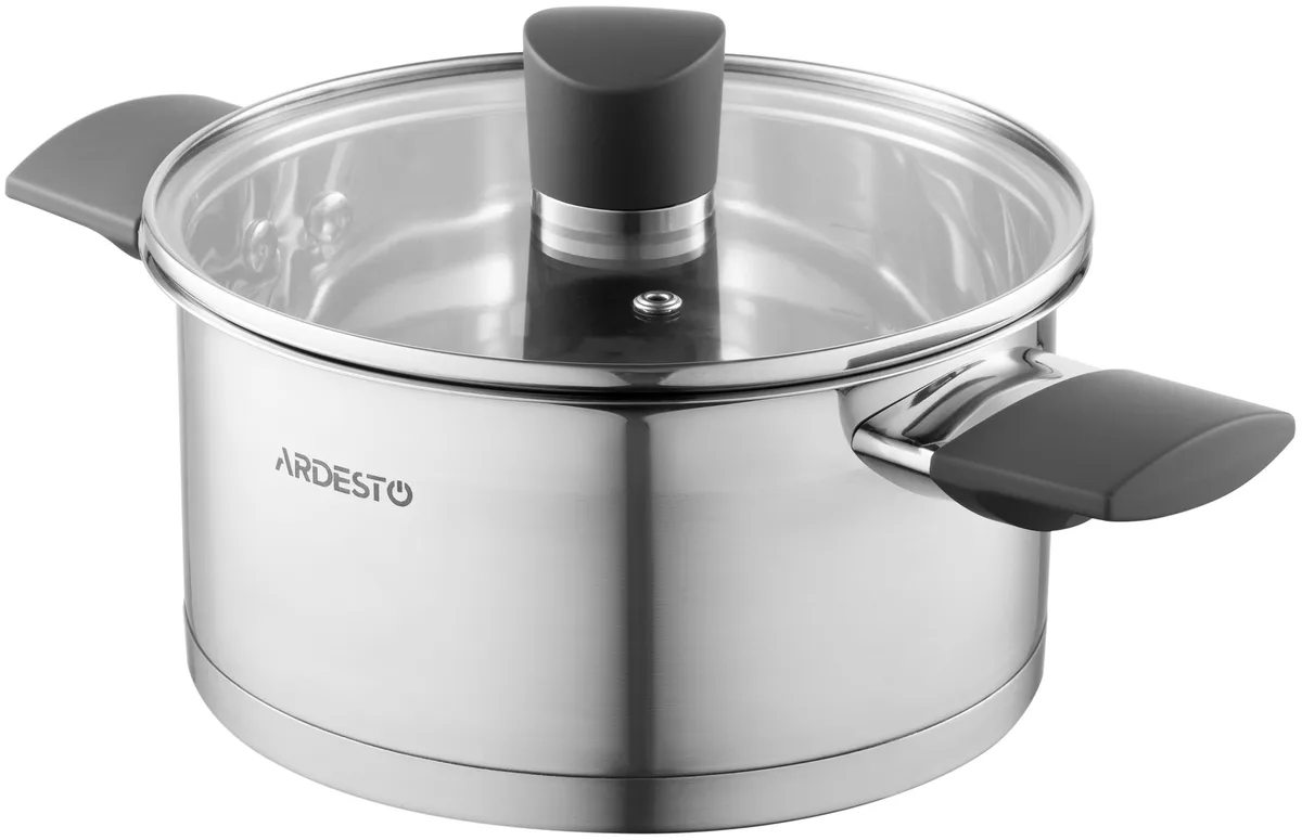 Каструля з прозорою кришкою ARDESTO Gemini Trento, 2.1 л, із нержавіючої сталі та бакеліту.