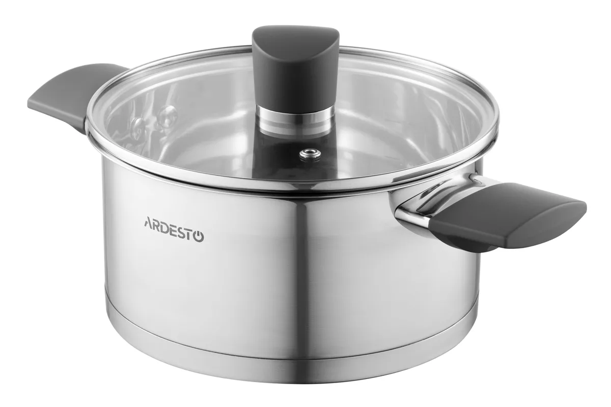 Каструля з прозорою кришкою ARDESTO Gemini Trento, 2.1 л, із нержавіючої сталі та бакеліту.