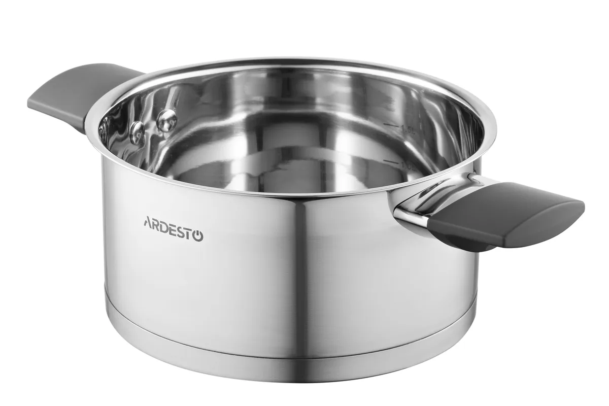 Каструля з прозорою кришкою ARDESTO Gemini Trento, 2.1 л, із нержавіючої сталі та бакеліту.