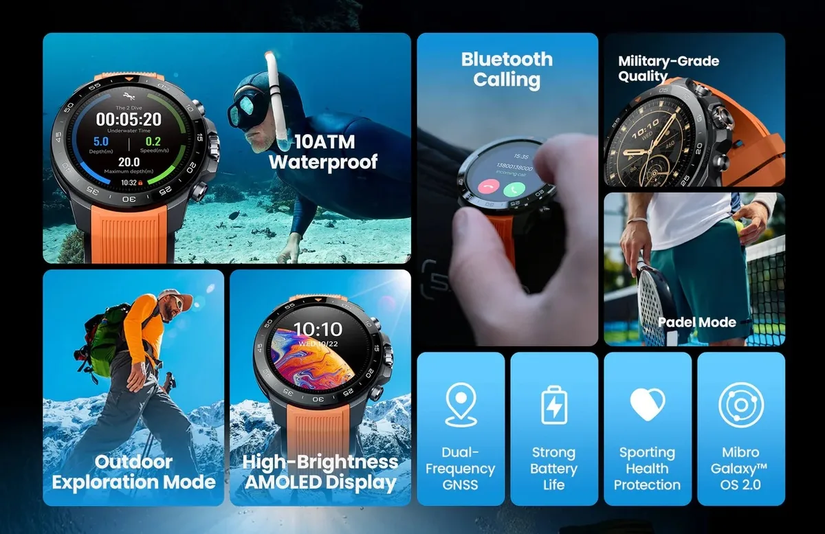 Смарт-годинник Mibro AMOLED 48мм чорний 10 ATM Dual-band GPS