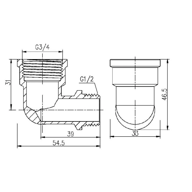 Кут редукційний 3/4"x1/2" латунний нікельований Thermo Alliance Forte