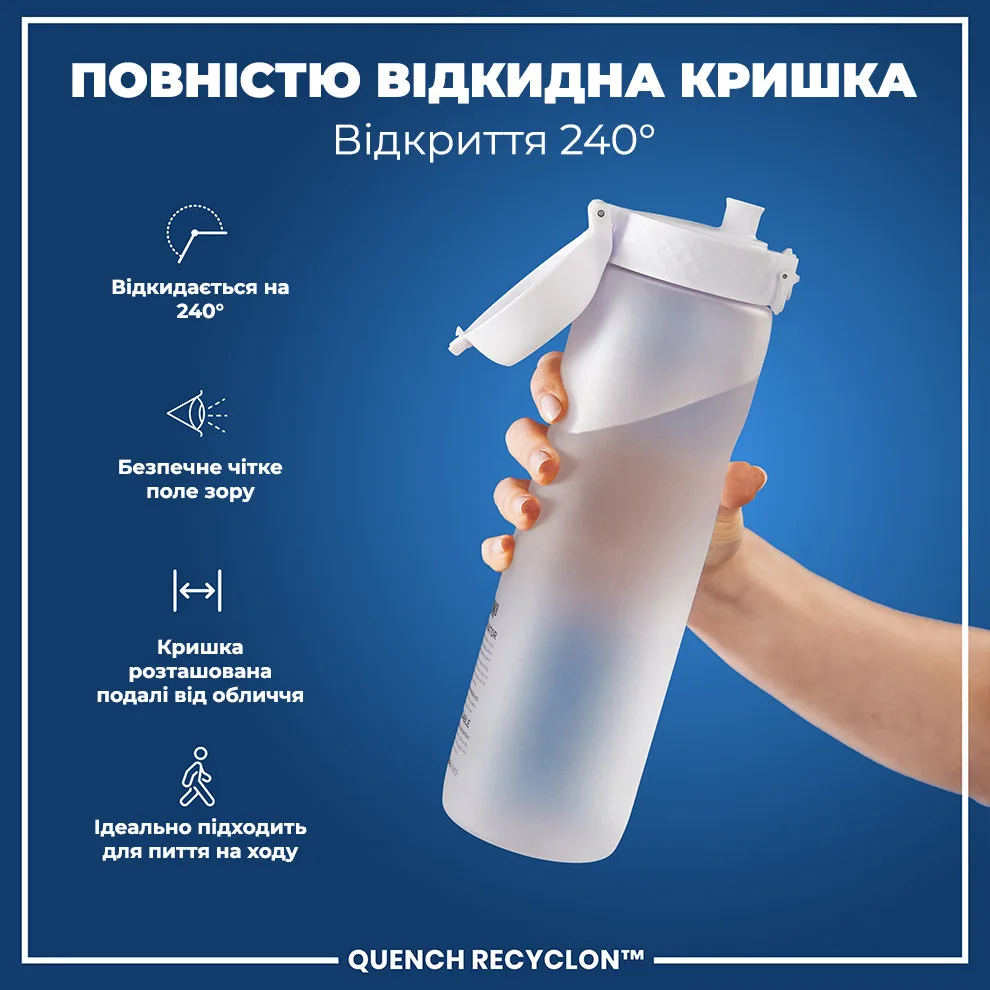 Пляшка для води ION8 Recyclon 1000 мл Блакитна BPA Free