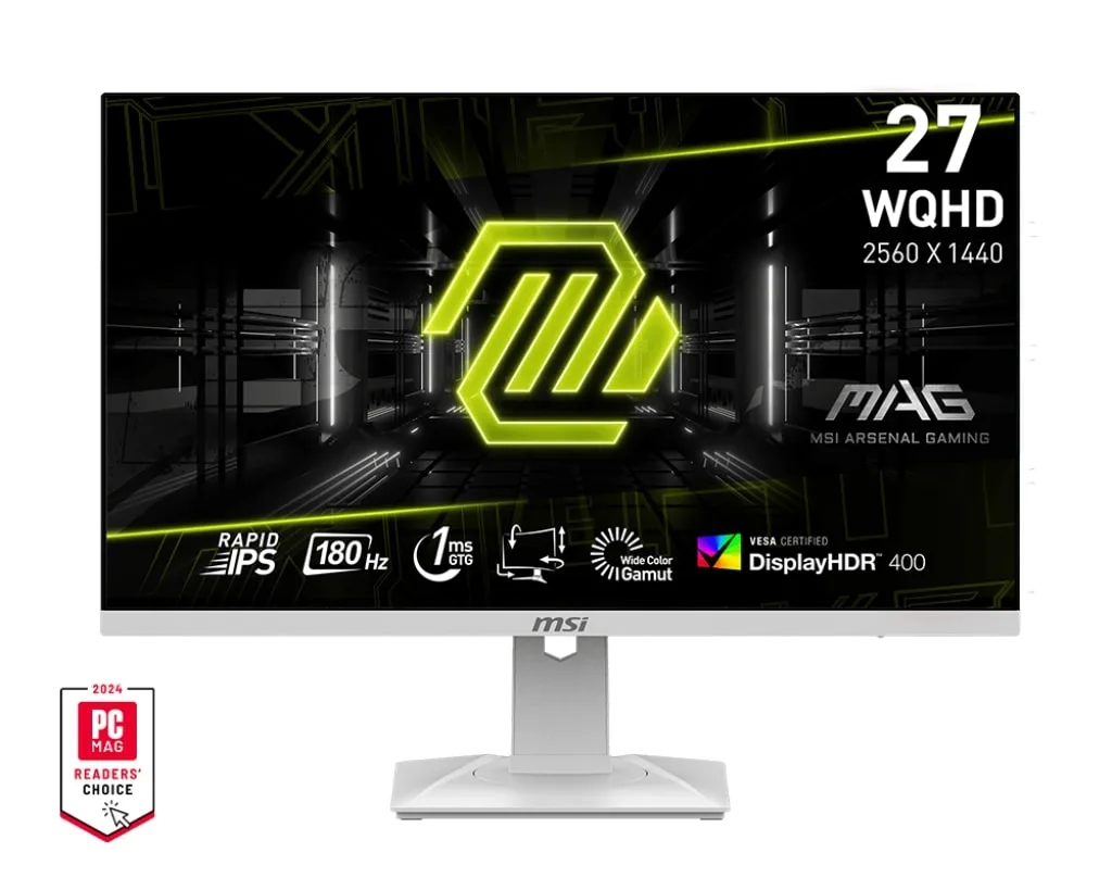 Монитор MSI 27" MAG 274QRFW 2xHDMI, DP, Audio, IPS, 2560x1440, 180Hz, 1ms, sRGB 123%, FreeSync, Pivot, HDR400, белый.