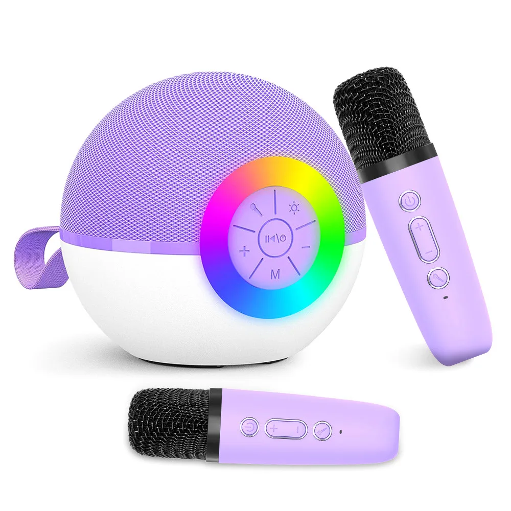 Бездротова караоке система T97 з двома мікрофонами Bluetooth 5W алюміній 1500 mAh фіолетова