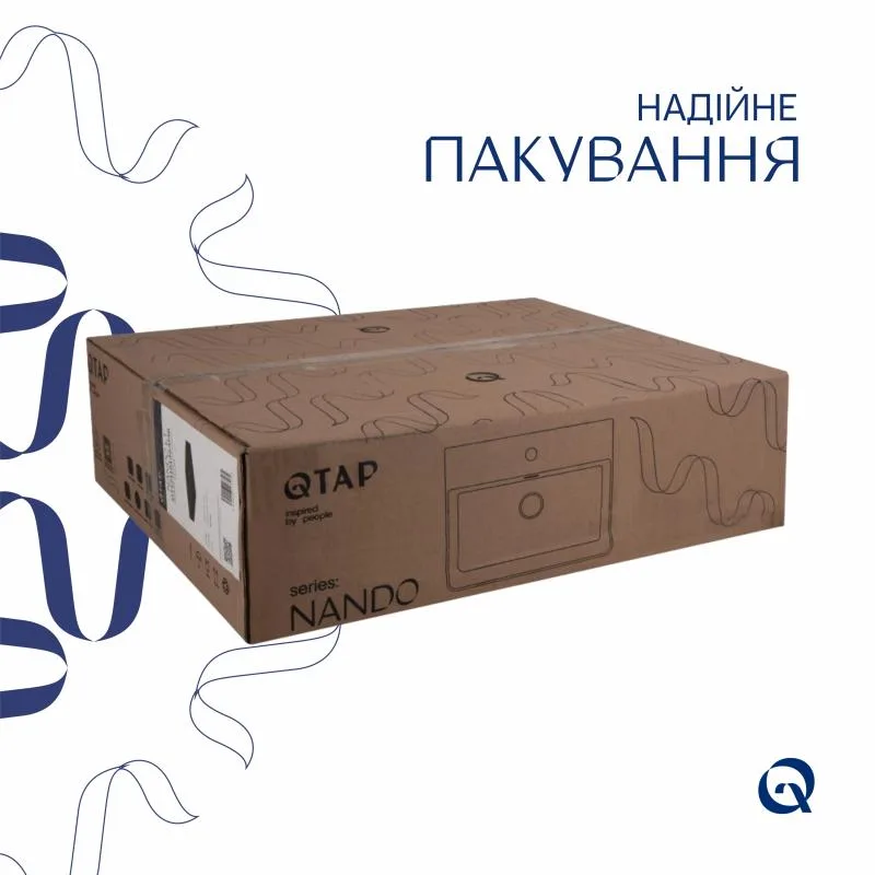 Раковина підвісна Qtap Nando LT чорна керамічна 500х420х130 мм