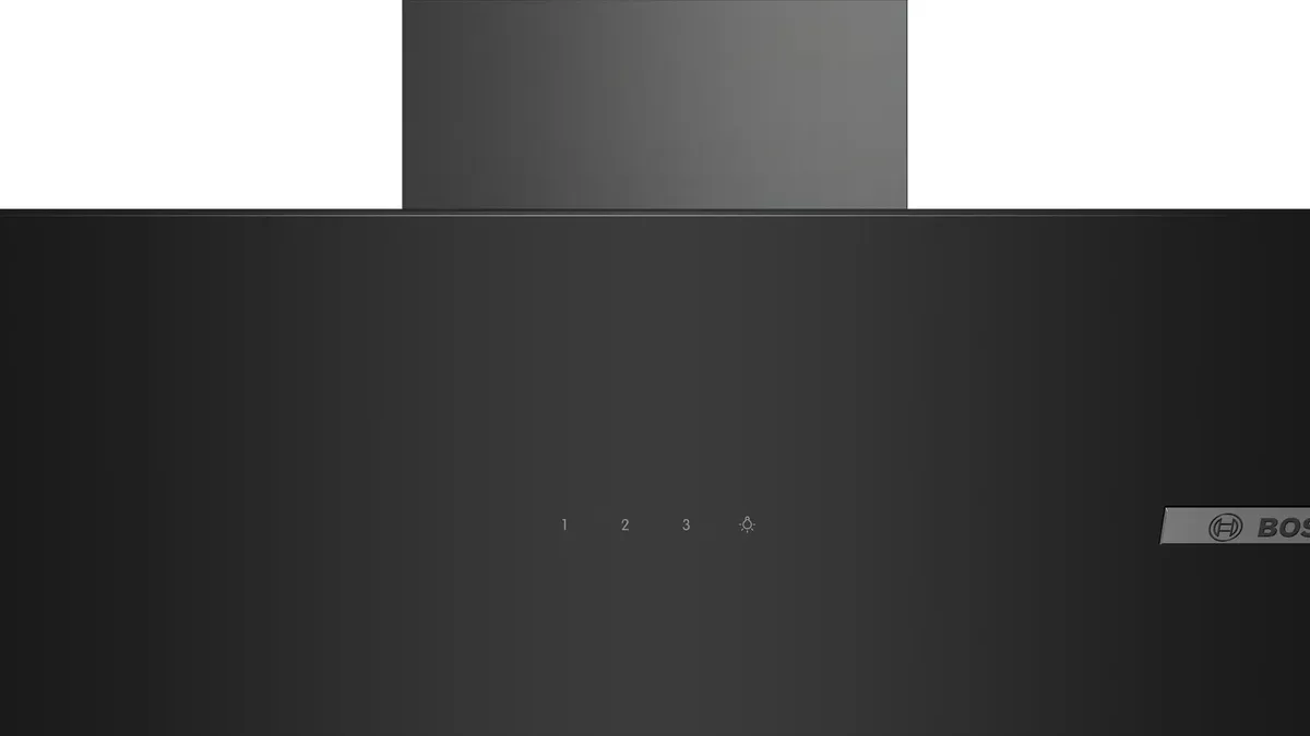 Витяжка Bosch підвісна, 60 см, продуктивність 616 м3/год, чорний колір.