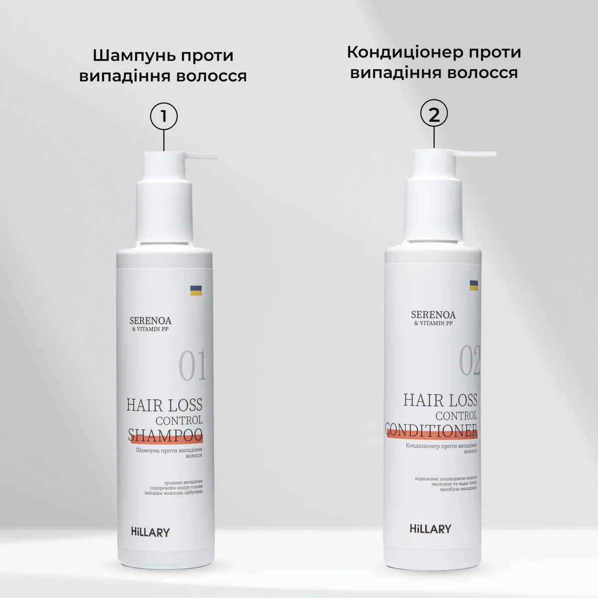 Шампунь + Кондиціонер проти випадіння волосся Hillary Serenoa & РР Hair Loss Control Shampoo