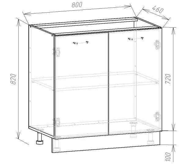 Шафа нижня МК Compact ЛДСП 820х800х460мм Дуб Родос темна модульна кухонна шафа для зберігання меблів