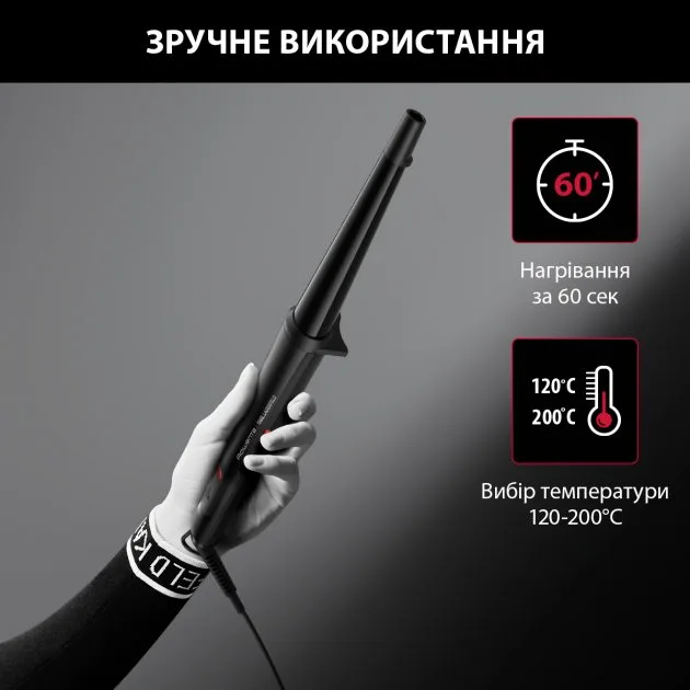Щипці для завивки Rowenta Кераміка 12-200 °C Чорні Червоні