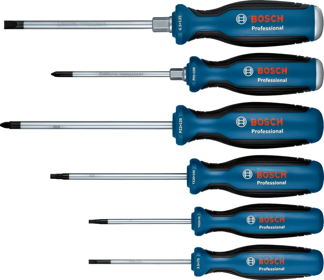 Набір викруток Bosch Professional SL 3.5, 6.5мм, Т15х75мм, Т20х100мм, PH1x100мм, PZ2x125мм, 6 шт.