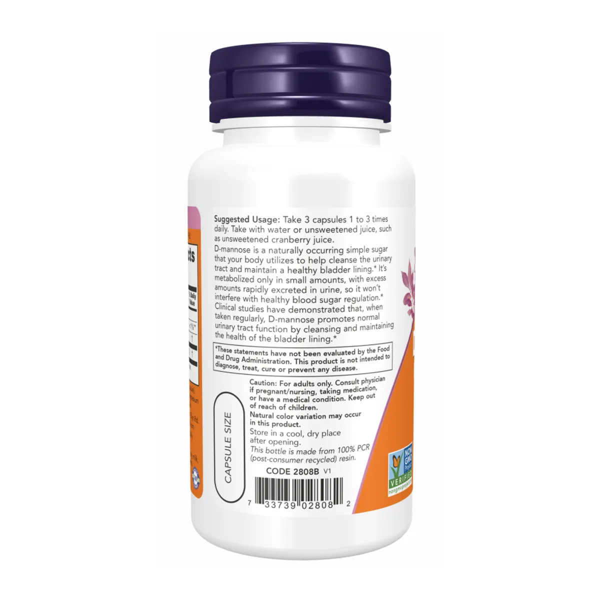 D-Mannose 500 mg 120 Caps Now Foods вегетарианские капсулы без ГМО